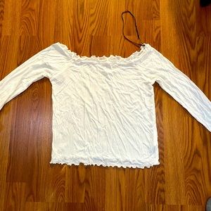 NEW white ribbed ends off the shoulder top